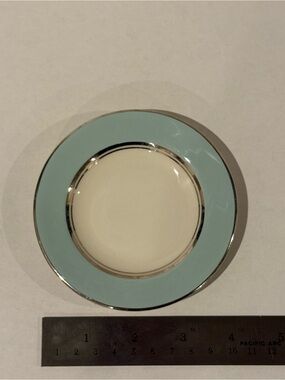 Vintage Castleton China USA Turquoise Bread and Butter Plate Platinum Trim